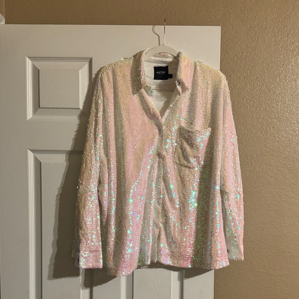 Nasty Gal CollectionSequin Pink Shirt